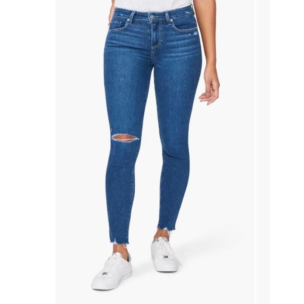 NWT! PAIGE Verdugo Ripped‎ Mid Rise Ankle Skinny Jeans SIZE 25